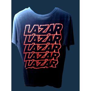 LAZAR - MENS BLACK SHORT SLEEVE CREW NECK GRAPHIC T-SHIRT SIZE SMALL